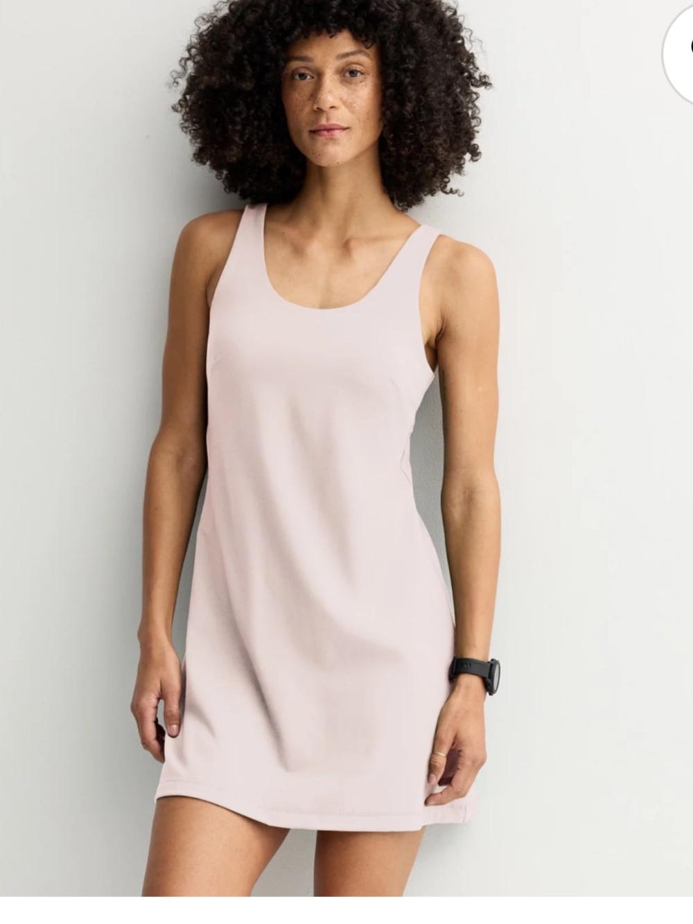 Sleeveless Athletic Scoop Neck Dress in Light Blush